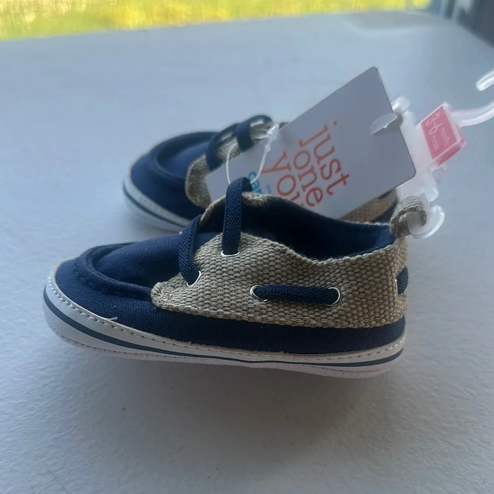 NEW Carter's Blue and Tan Baby Walker Shoes size 3/6 months
